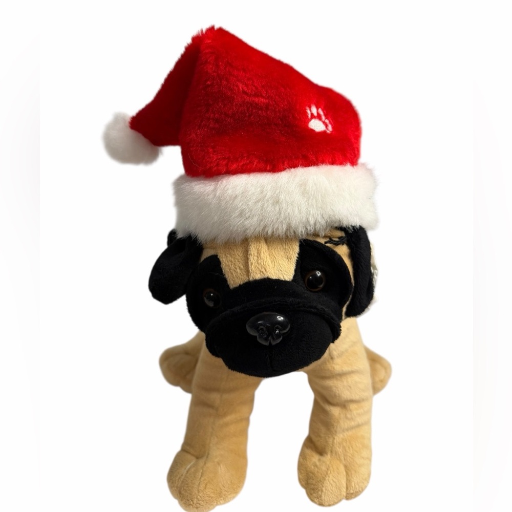 Adorable faux fur red Santa hat with white trim for your dog size Small